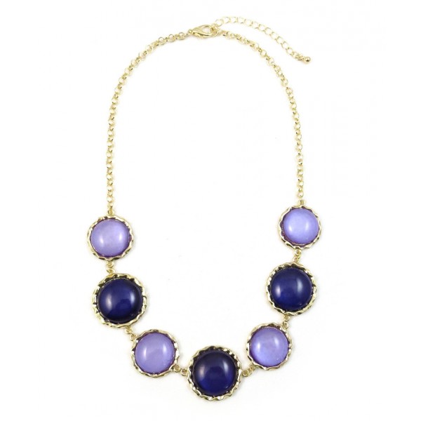 ‘Joshlyn’ Amethyst Lavender Colorblock Bubble Dots Necklace